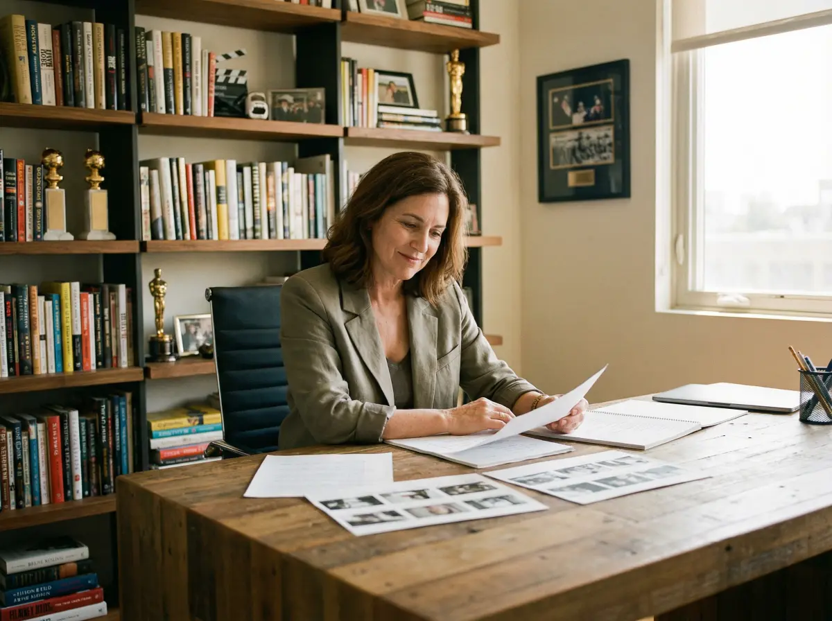 资深制片人在办公室审阅剧本的 爱情岛 场景